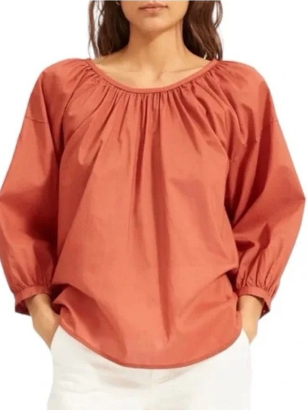 Everlane 3/4 Sleeve Relaxed Blouse 100% Cotton